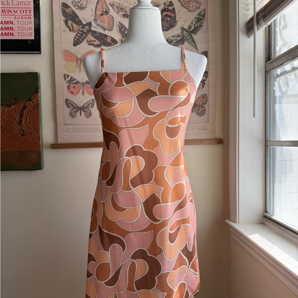 Mod Style Orange and Pink Dress